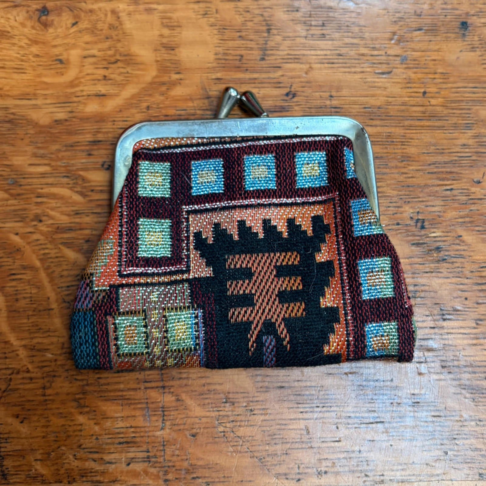 Vintage Navajo Tapestry Clasp Coin Purse