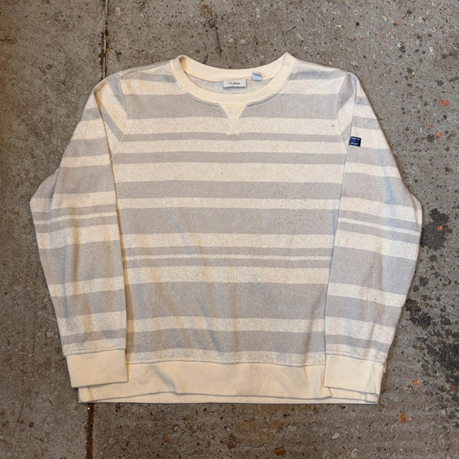 L.L.Bean Striped Crewneck Sweatshirt - Oatmeal Knit