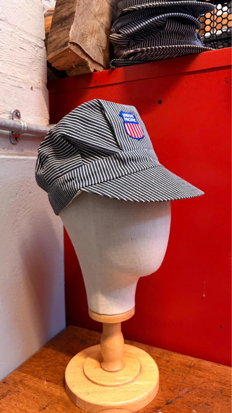 Vintage Union Pacific Railroad Engineer Cap (Hickory Stripe)