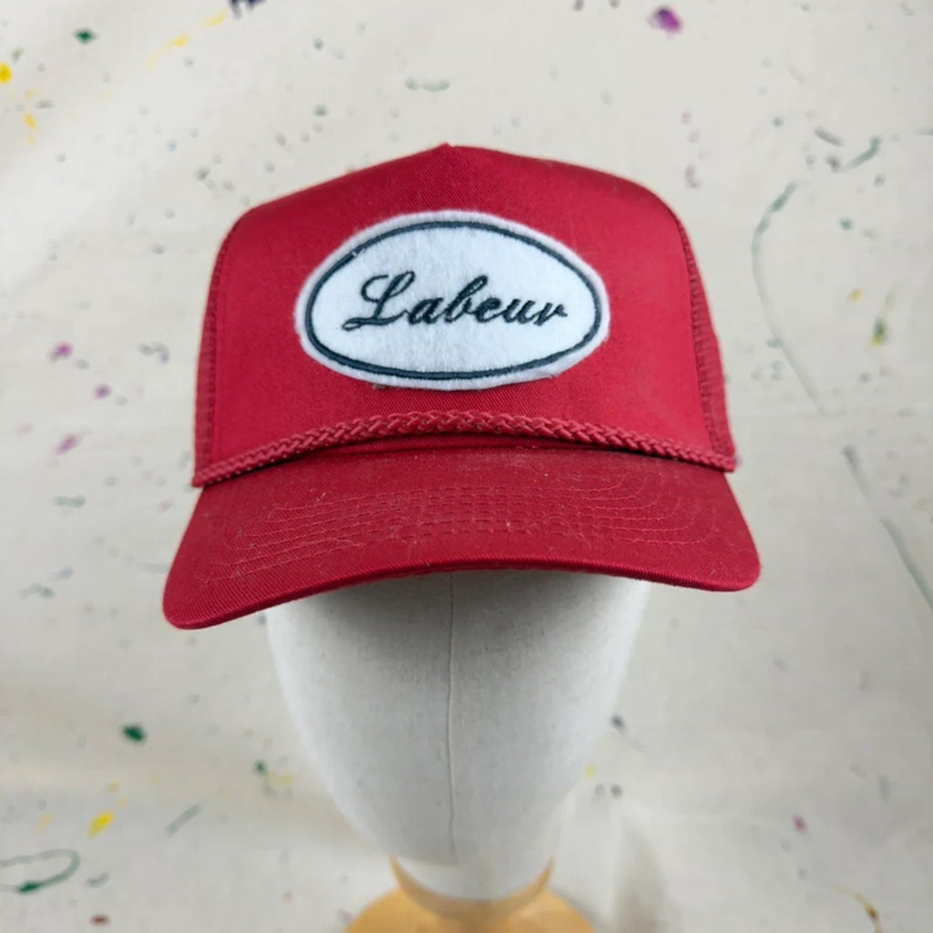 Maroon Labeur Patch Trucker Hat - Rope Detail - Mesh Back
