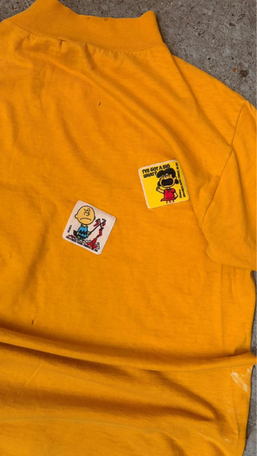 Rare Vintage 70s Sears Student Mock-Neck Pocket Tee - Peanuts Patches