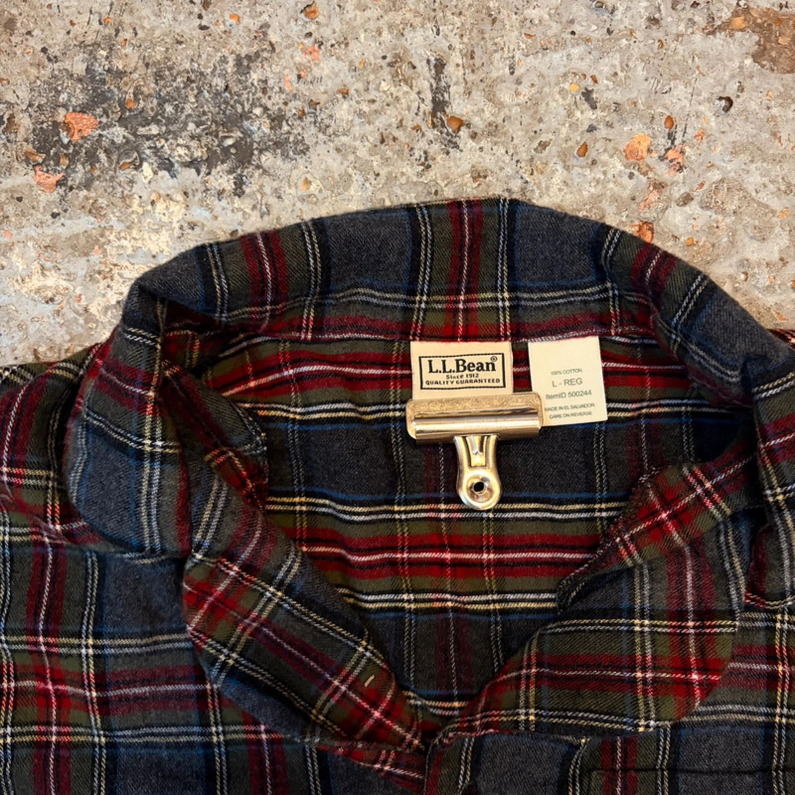 L.L.Bean Flannel Shirt - Gray/Red Tartan Plaid