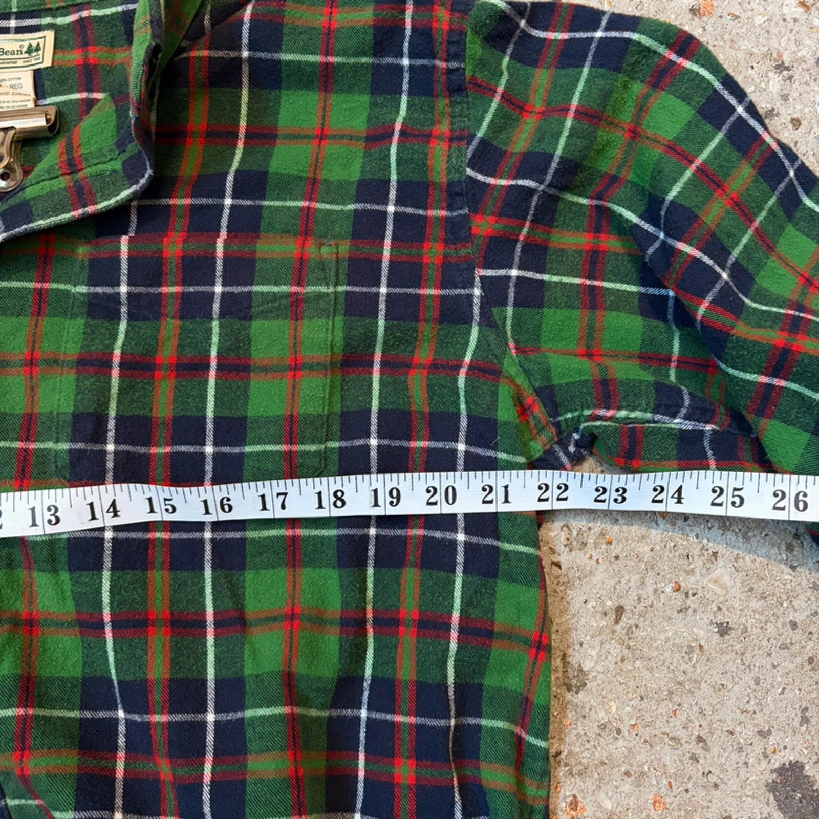 L.L.Bean Flannel Shirt - Green/Navy Tartan Plaid