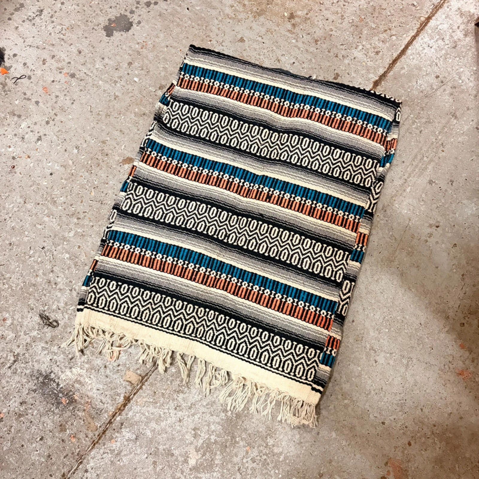 Vintage Serape Woven Vest - Aztec/Southwestern Pattern - Fringed