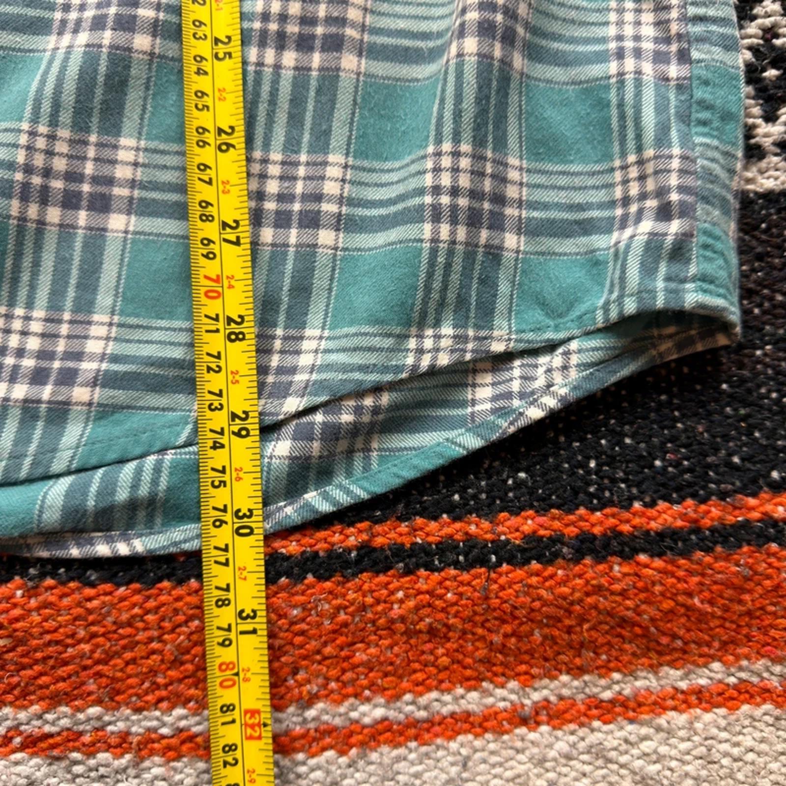 L.L. Bean Flannel Shirt - Teal & Navy Plaid - Size L