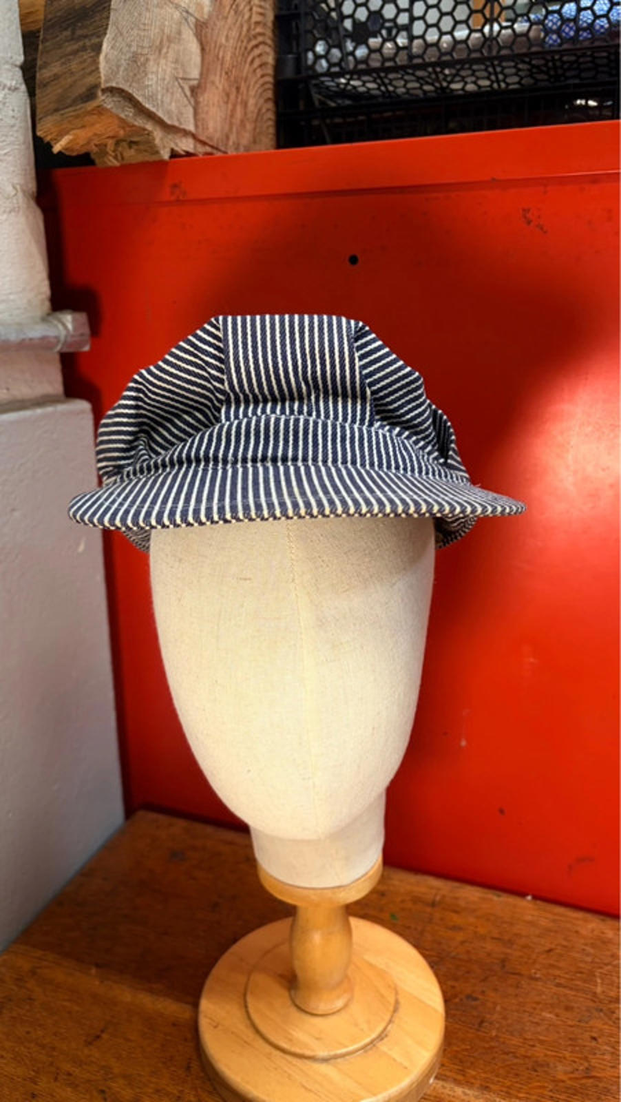 Unbranded Vintage Workwear Railroad Cap - Hickory Stripe Denim - Size Small