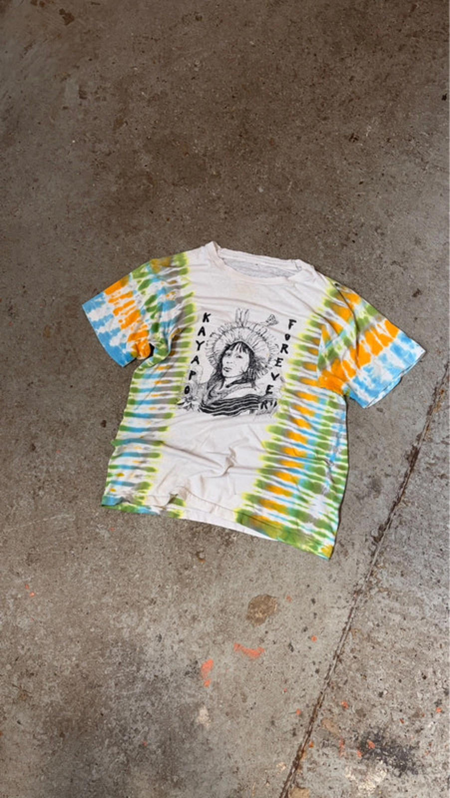 Rare Vintage 90s Tie-Dye Kayapo Forever T-Shirt - Indigenous Art