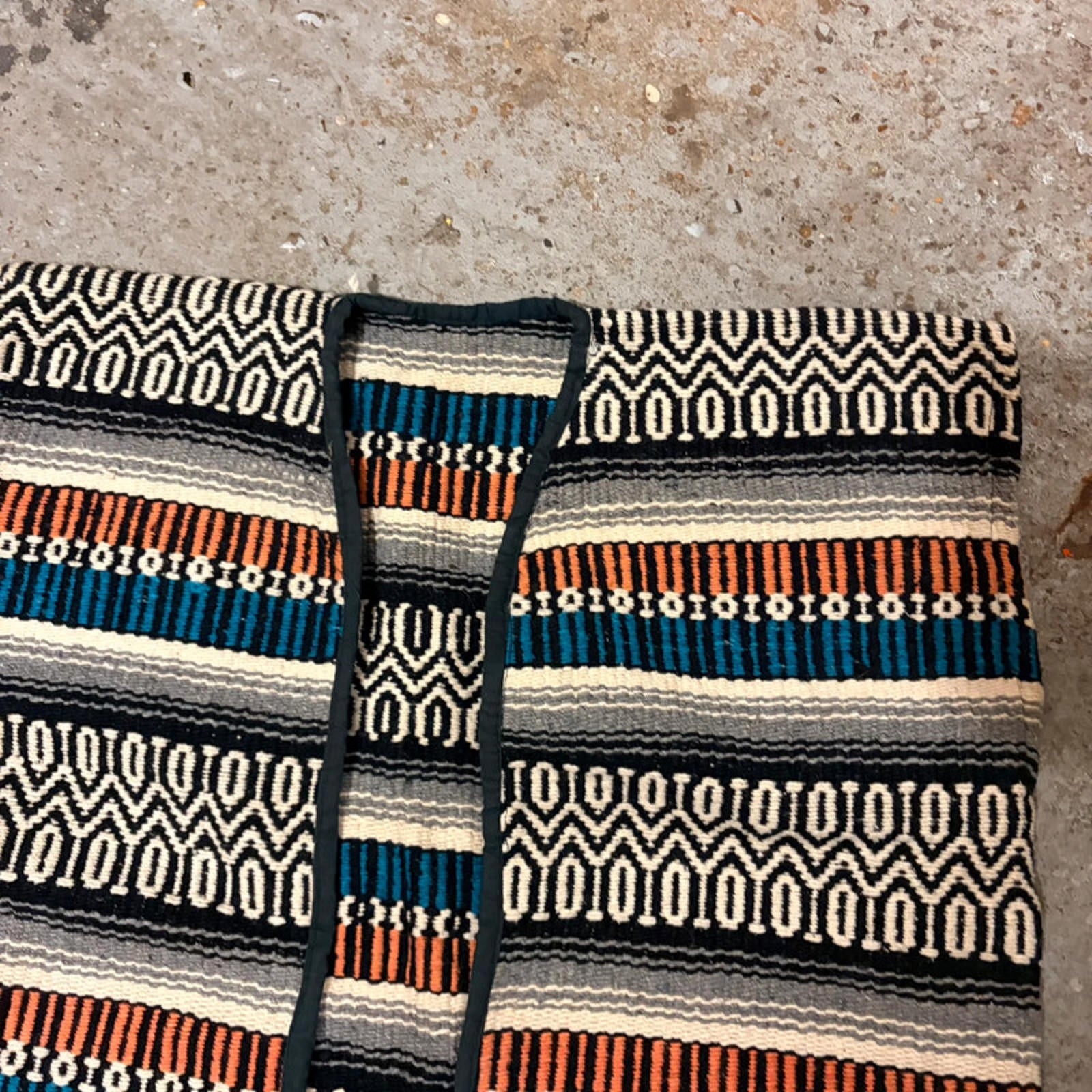 Vintage Serape Woven Vest - Aztec/Southwestern Pattern - Fringed