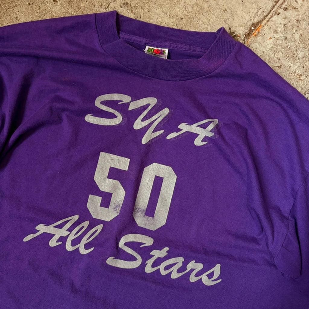 Vintage 90s/Y2K Fruit of the Loom All Stars T-Shirt - Purple XL