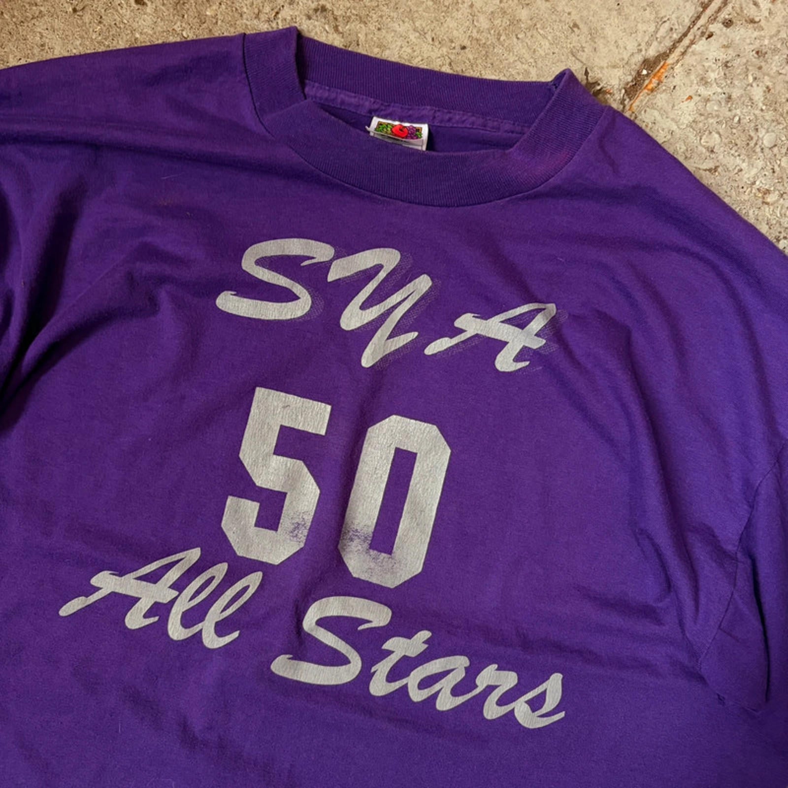 Vintage 90s/Y2K Fruit of the Loom All Stars T-Shirt - Purple XL