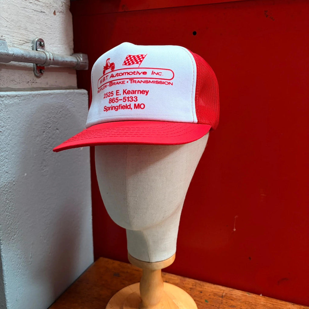 True Vintage 80s Red & White Trucker Hat - M.B.T. Automotive Springfield, MO