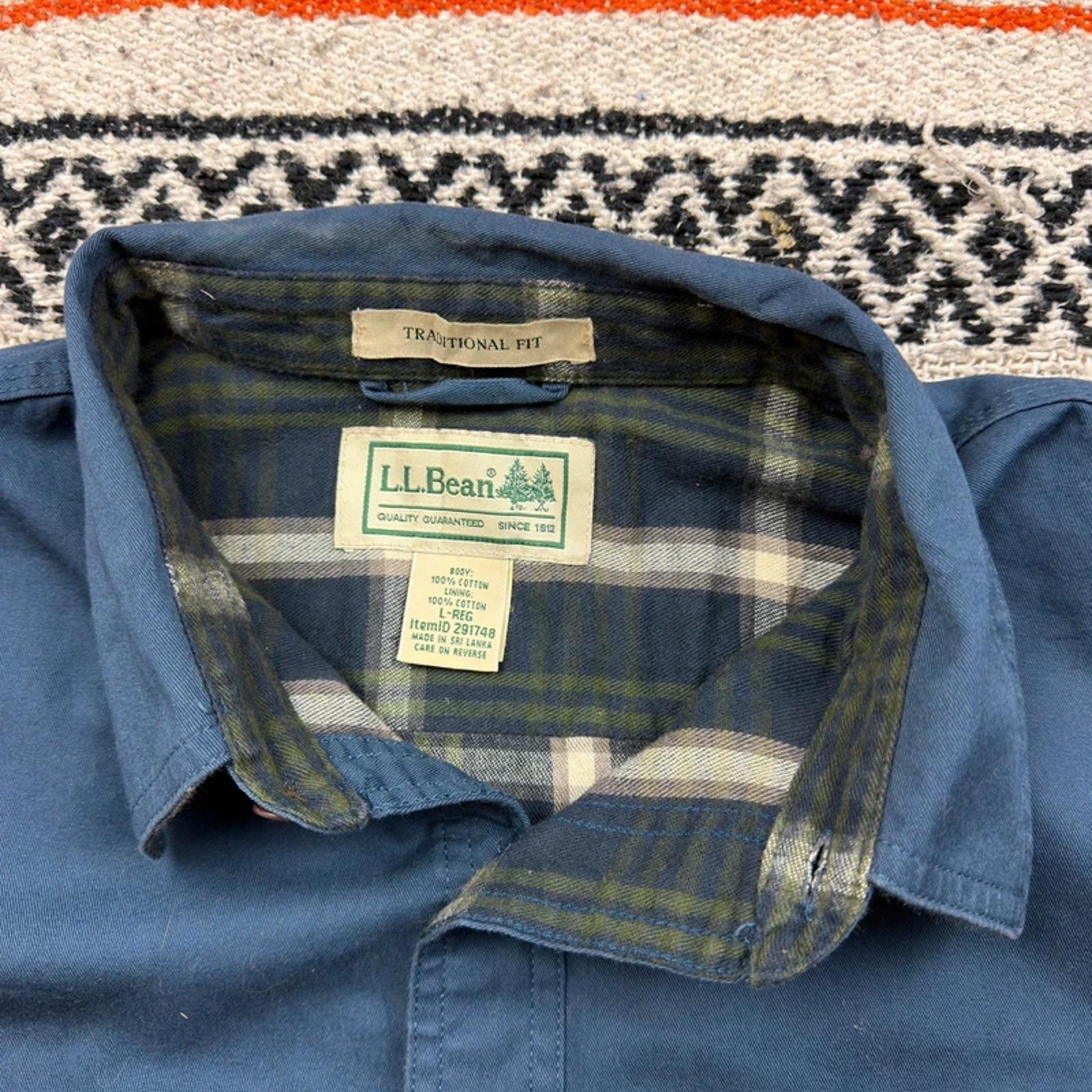 L.L. Bean Flannel Lined Work Shirt - Navy Blue - Size L