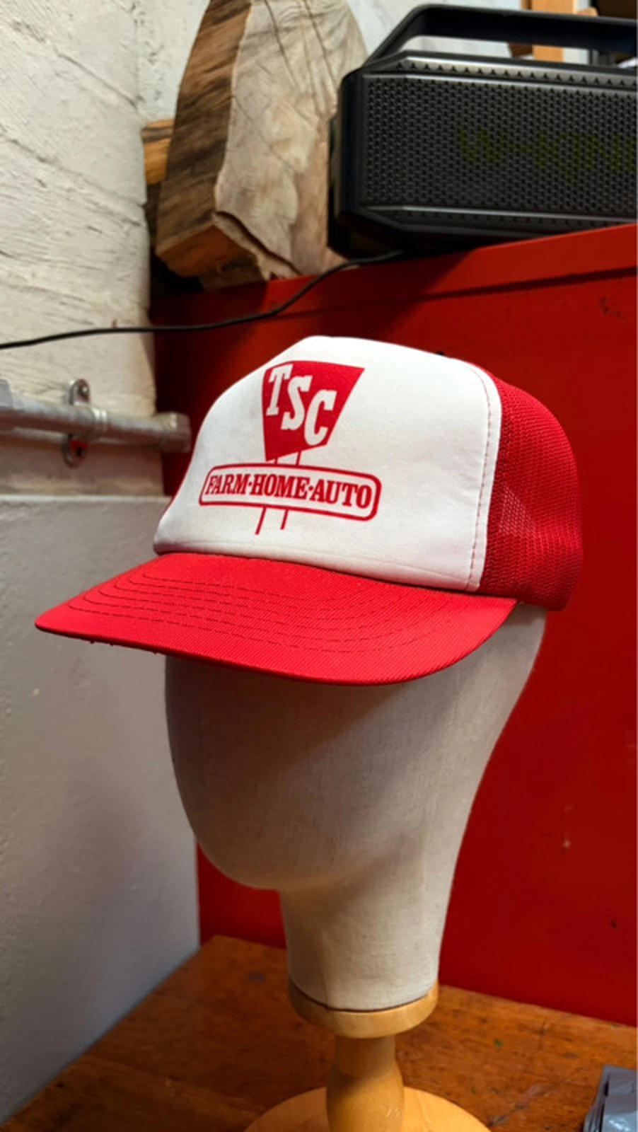Vintage TSC Farm Home Auto Trucker Hat - Red & White